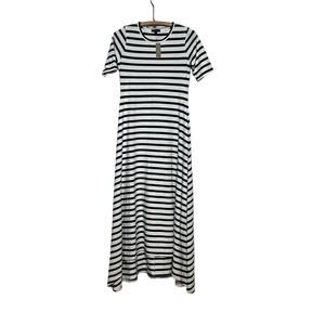 NWT J. CREW t-shirt striped maxi dress high-low navy/white XS